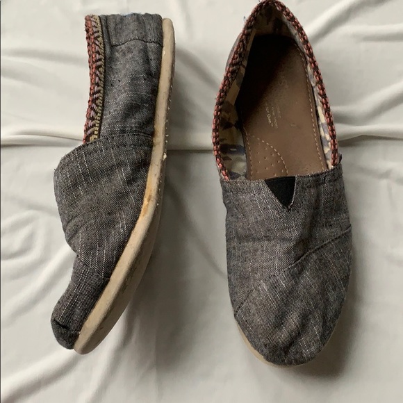 Toms slip on flats black denim yarn trim 9 - Picture 2 of 4